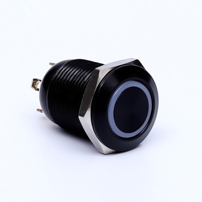 12mm metal LED illuminated black waterproof momentary push button switch ip68