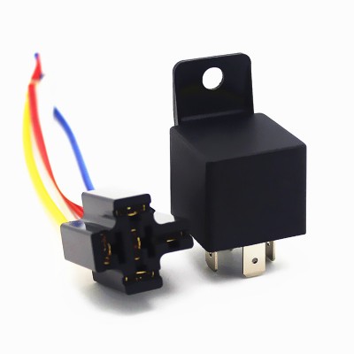 Red yellow white blue black wire car relay sockets, copper wire relay sockets, brass terminal relay socket